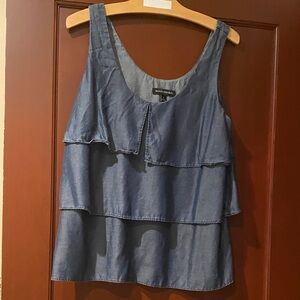 Banana Republic Small Denim Wash Blue Layered Ruffle Top 18"W x  25"L Lined